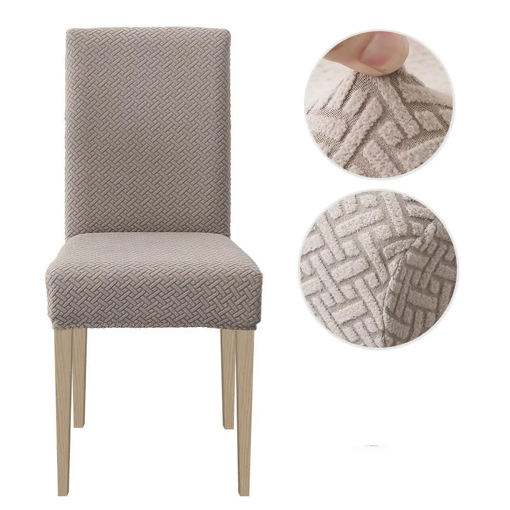 Dining Chair Covers Stretch Velvet Luvane Grayish Brown-1 Chair Cover