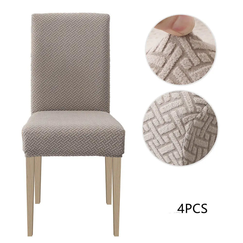 Dining Chair Covers Stretch Velvet Luvane Grayish Brown-4 Chair Covers