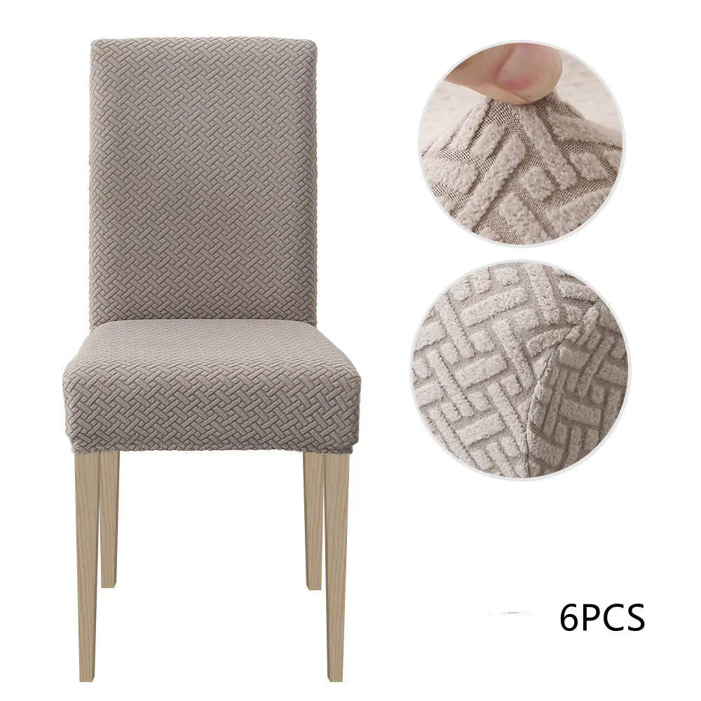 Dining Chair Covers Stretch Velvet Luvane Grayish Brown-6 Chair Covers