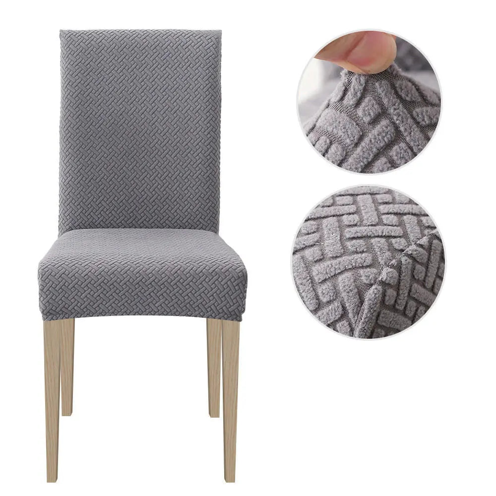 Dining Chair Covers Stretch Velvet Luvane Light Gray-1 Chair Cover