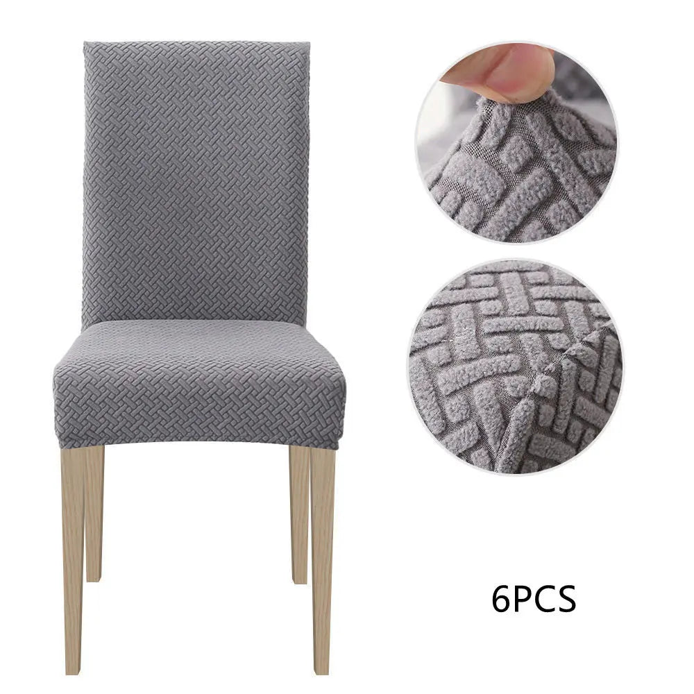 Dining Chair Covers Stretch Velvet Luvane Light Gray-6 Chair Covers