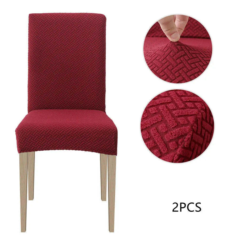 Dining Chair Covers Stretch Velvet Luvane Wine Red-2 Chair Covers