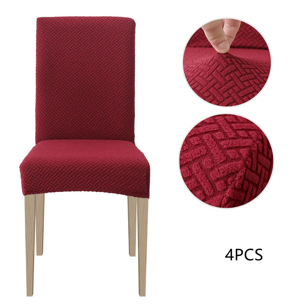 Dining Chair Covers Stretch Velvet Luvane Wine Red-4 Chair Covers