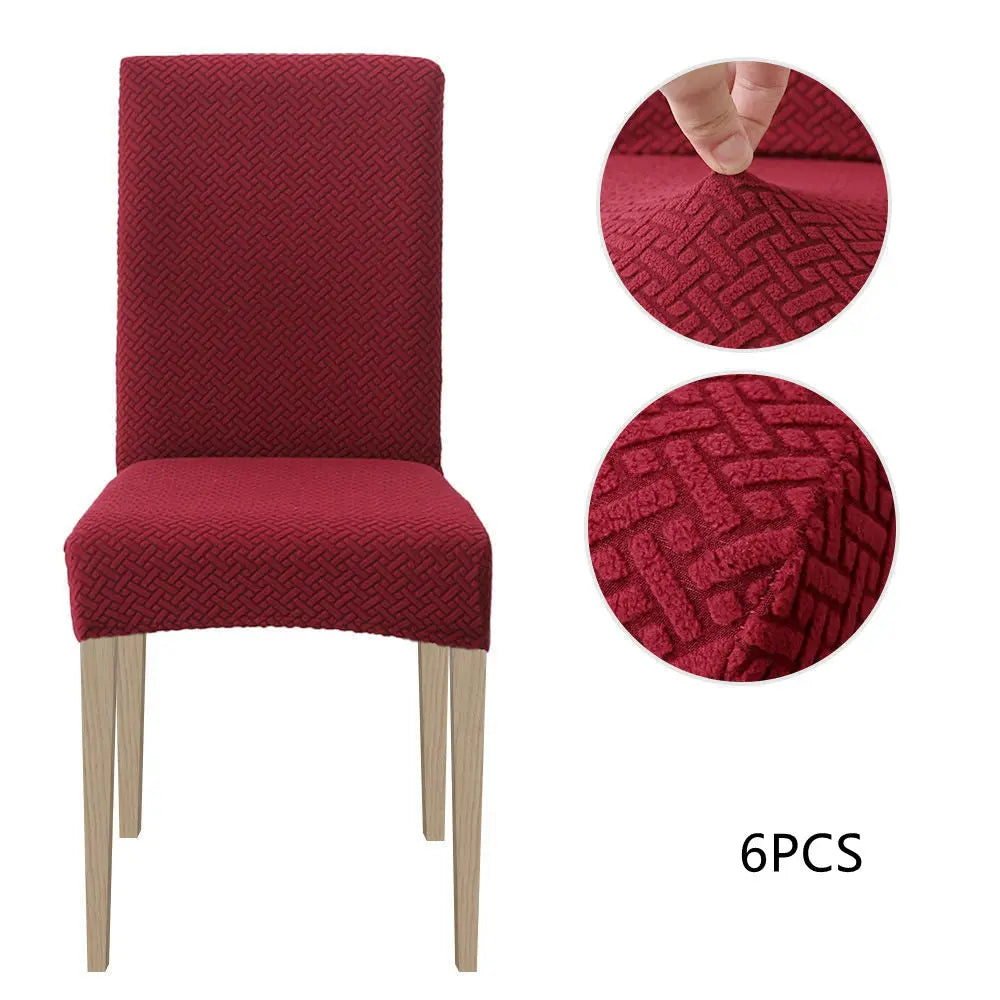 Dining Chair Covers Stretch Velvet Luvane Wine Red-6 Chair Covers