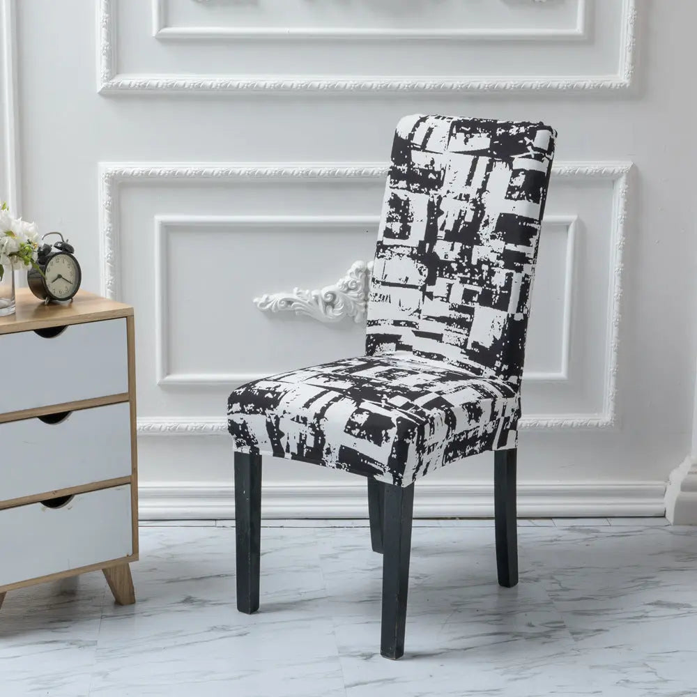 Dining Chair Covers Stretchable Classic ELISIA Black A