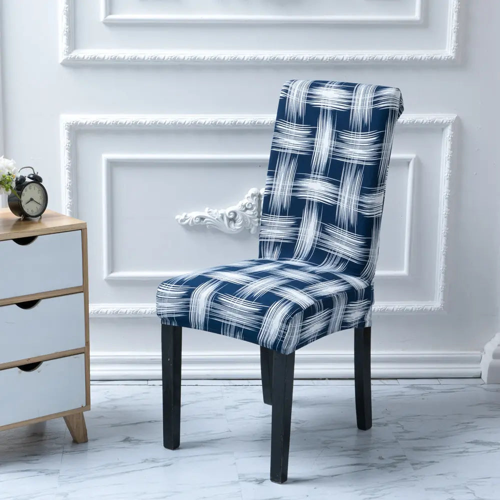 Dining Chair Covers Stretchable Classic ELISIA Blue A