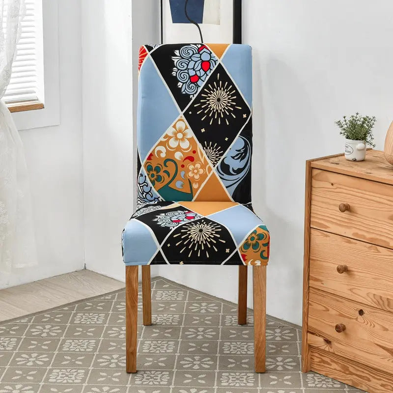 Dining Chair Covers Stretchable Modern MONTREUX Flower Is A Go Between-Regular Size