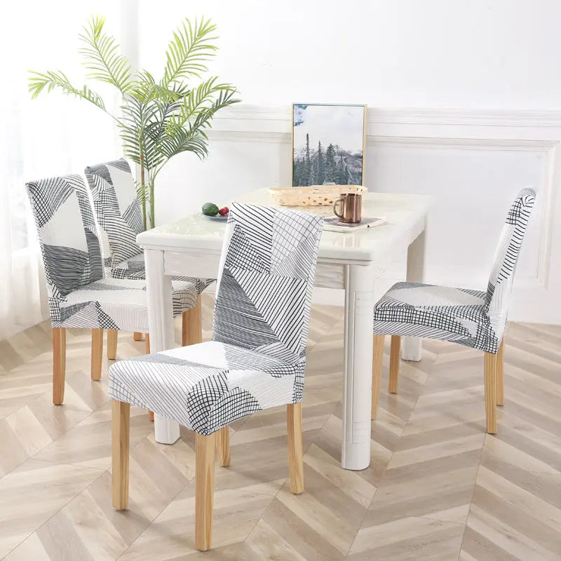 Dining Chair Covers Stretchable Polyester LUMIÈRE Beige