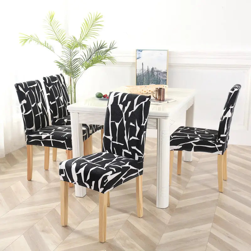 Dining Chair Covers Stretchable Polyester LUMIÈRE Black