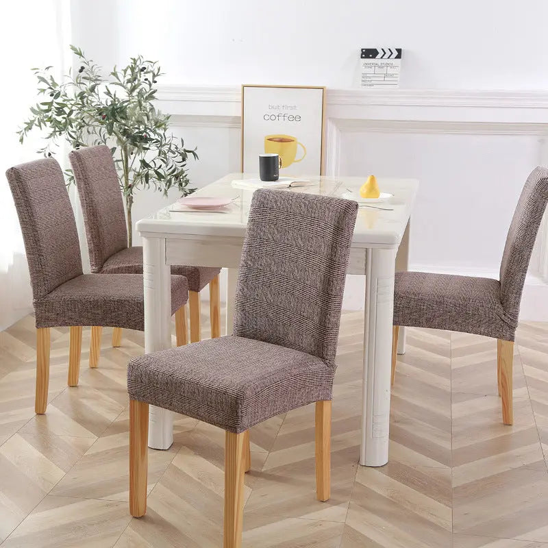 Dining Chair Covers Stretchable Polyester LUMIÈRE Coffee color