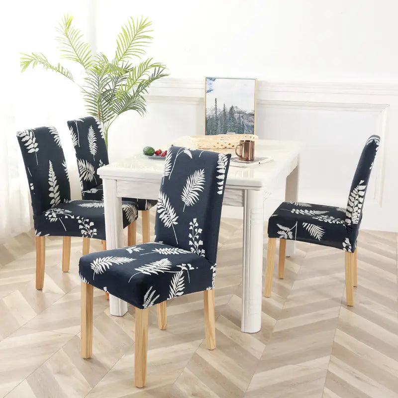 Dining Chair Covers Stretchable Polyester LUMIÈRE Dark blue