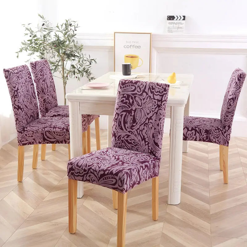 Dining Chair Covers Stretchable Polyester LUMIÈRE Fuchsia