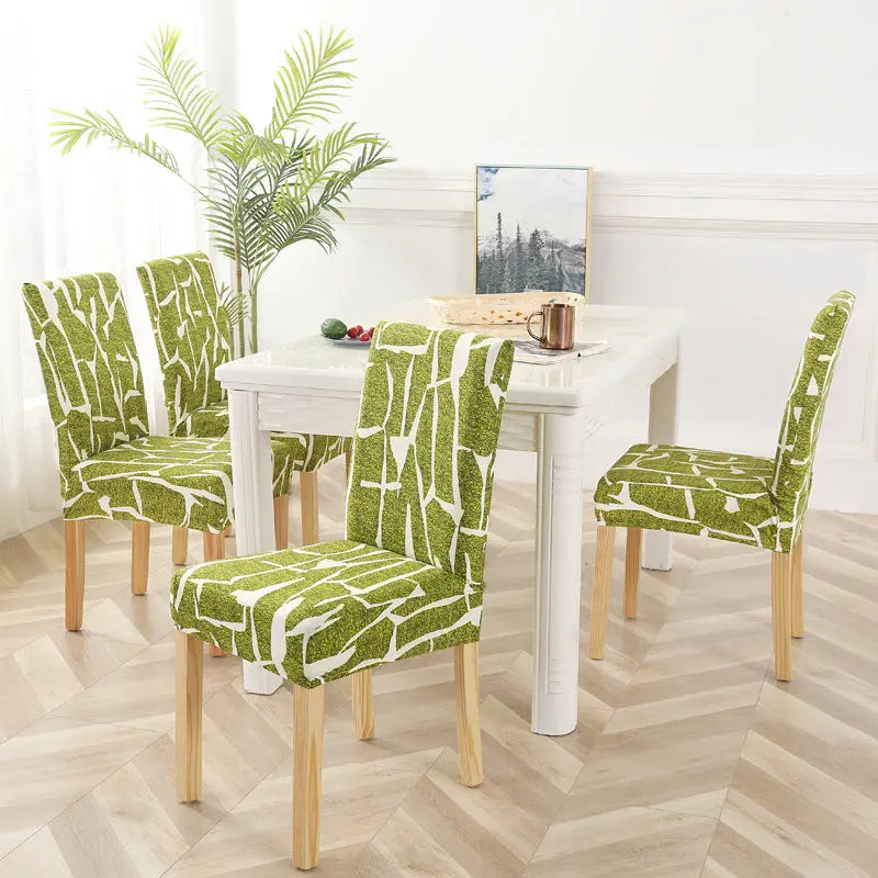 Dining Chair Covers Stretchable Polyester LUMIÈRE Green