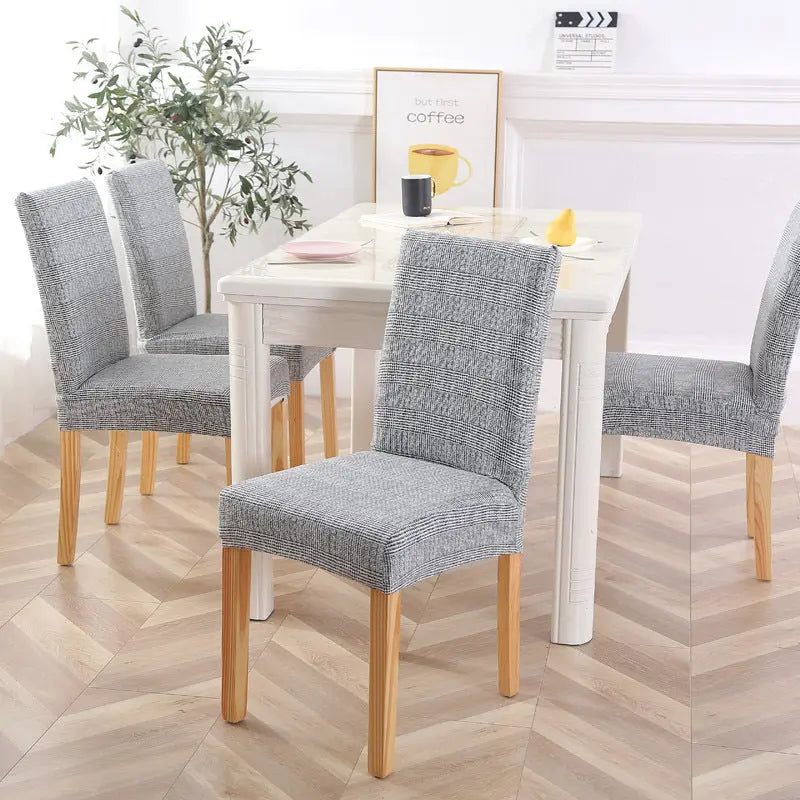 Dining Chair Covers Stretchable Polyester LUMIÈRE Grey