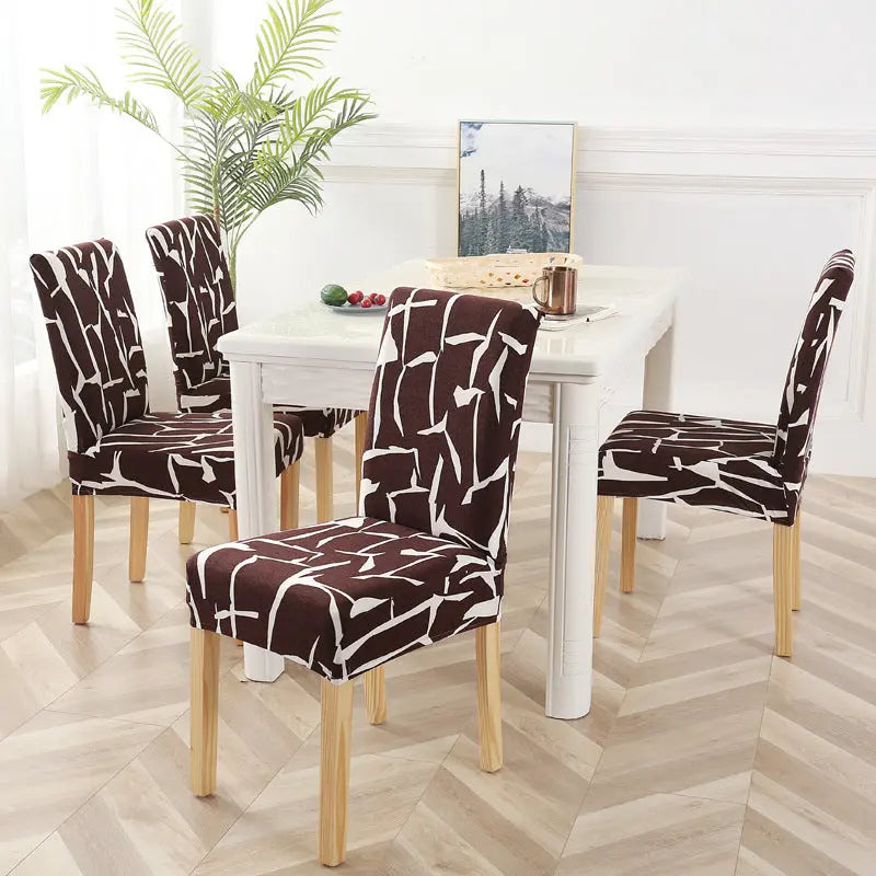 Dining Chair Covers Stretchable Polyester LUMIÈRE New coffee