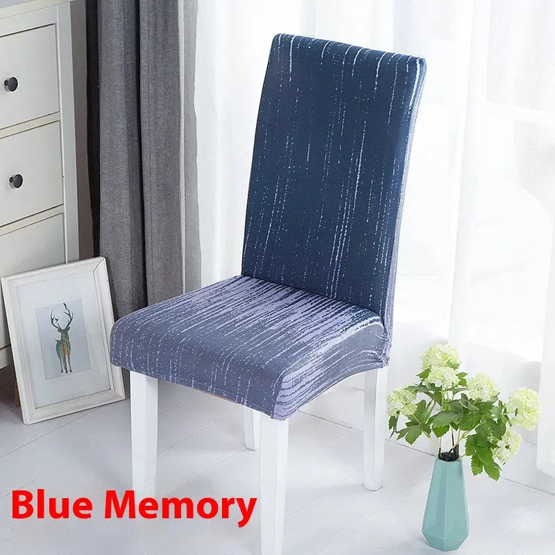 Dining Chair Covers Stretchable Polyester Luminéa Blue Memory-Free Size