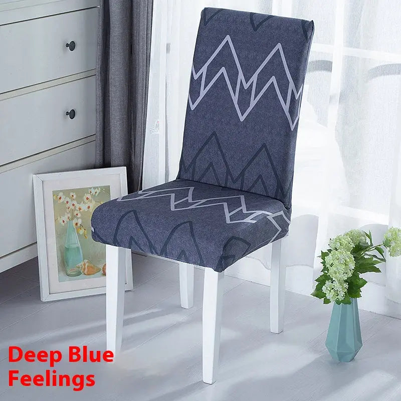 Dining Chair Covers Stretchable Polyester Luminéa Dark Blue Feelings-Free Size