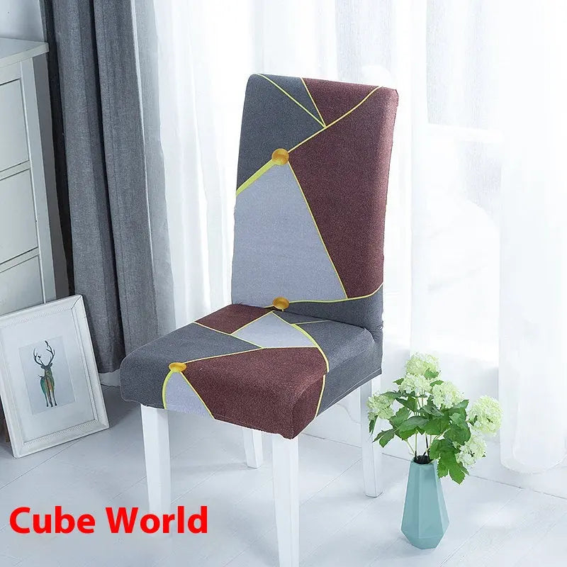 Dining Chair Covers Stretchable Polyester Luminéa Rubik's Cube World-Free Size