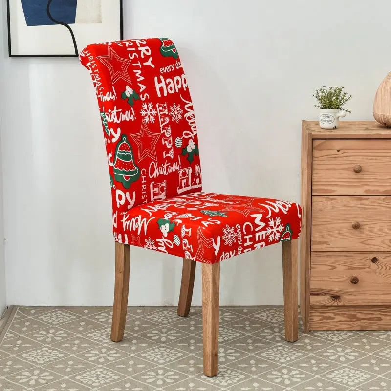 Dining Chair Covers Stretchable Polyester VIVIEN Deep Love Christmas-Universal Elastic Chair Cover