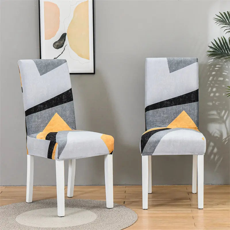 Dining Chair Covers Stretchable Polyester VIVIEN Gray Stripes-Universal Elastic Chair Cover