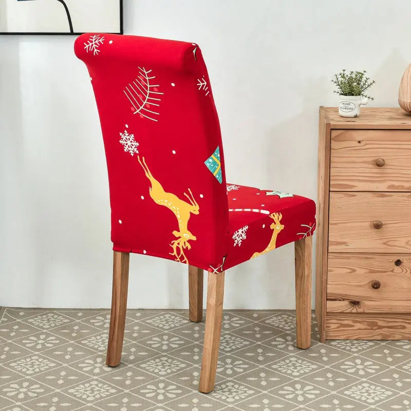 Dining Chair Covers Stretchable Polyester VIVIEN Happy Deer-Universal Elastic Chair Cover