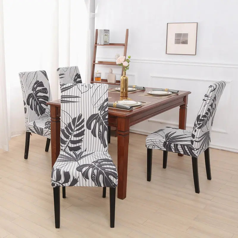 Dining Chair Covers Stretchable Polyester VIVIEN Japanese Banana Leaf-Universal Elastic Chair Cover