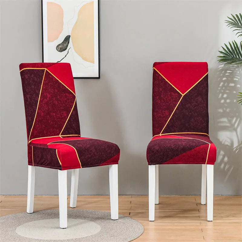 Dining Chair Covers Stretchable Polyester VIVIEN Red Square-Universal Elastic Chair Cover