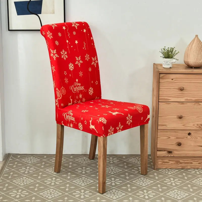 Dining Chair Covers Stretchable Polyester VIVIEN Snowflake Christmas-Universal Elastic Chair Cover