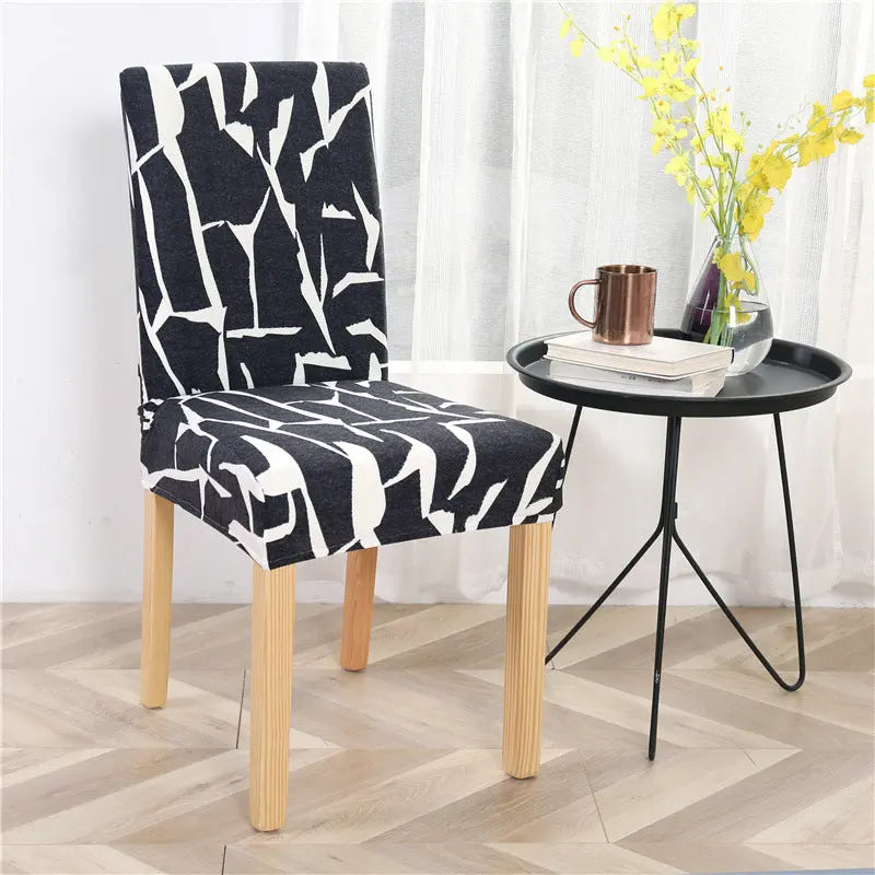 Dining Chair Covers Stretchable Washable LUNETTE Impressionist Black-Universal
