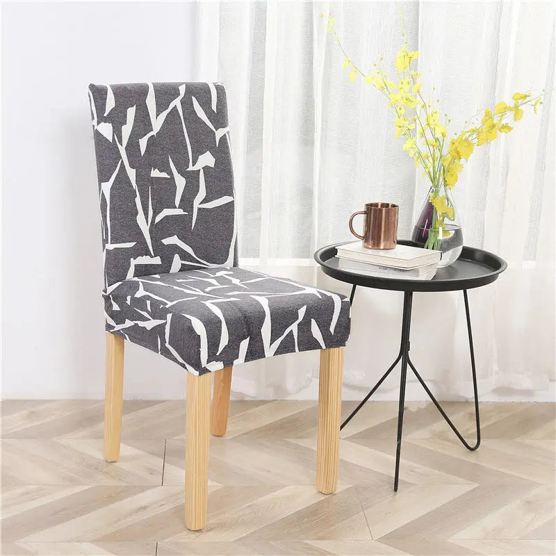 Dining Chair Covers Stretchable Washable LUNETTE Impressionist Gray-Universal