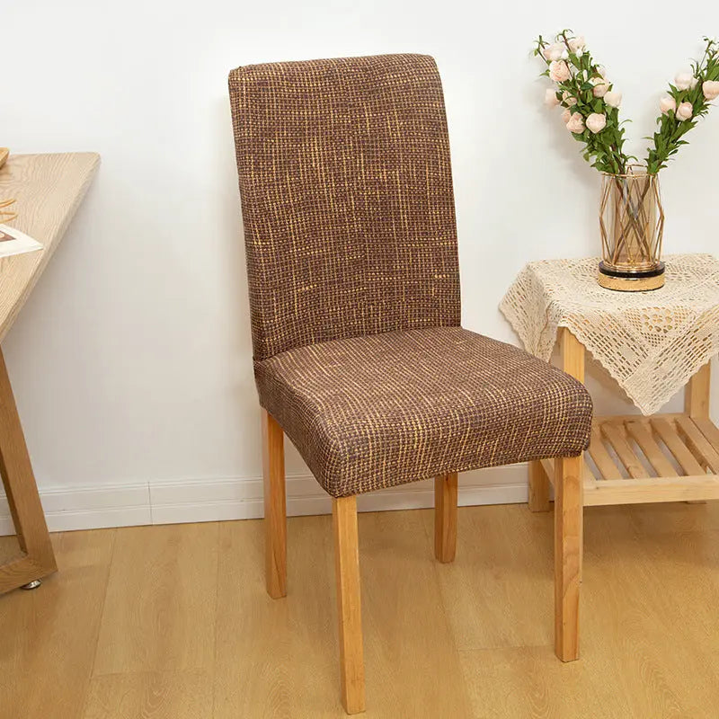Dining Chair Covers Stretchable Washable LUNETTE Linen Coffee-Universal