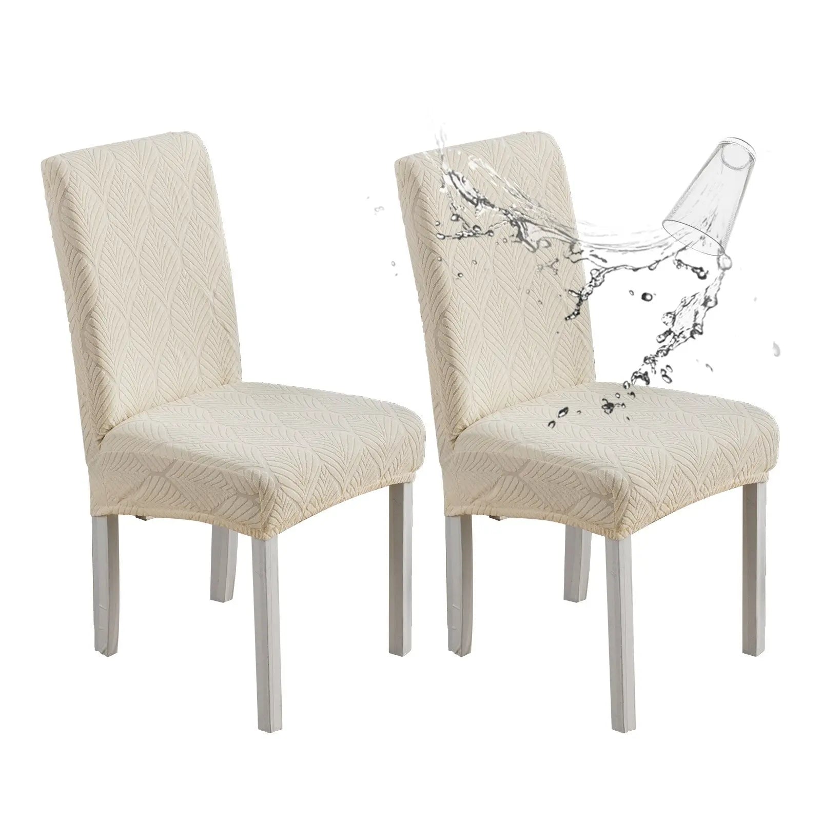 Dining Chair Covers Waterproof Nonslip LUCINE Beige-45x50x7cm