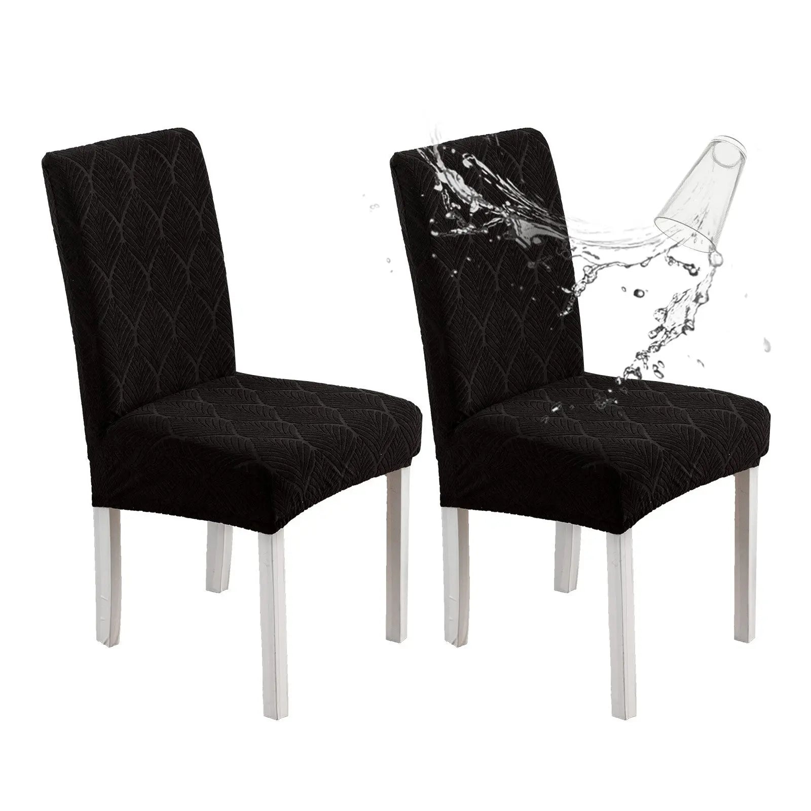 Dining Chair Covers Waterproof Nonslip LUCINE Black-45x50x7cm