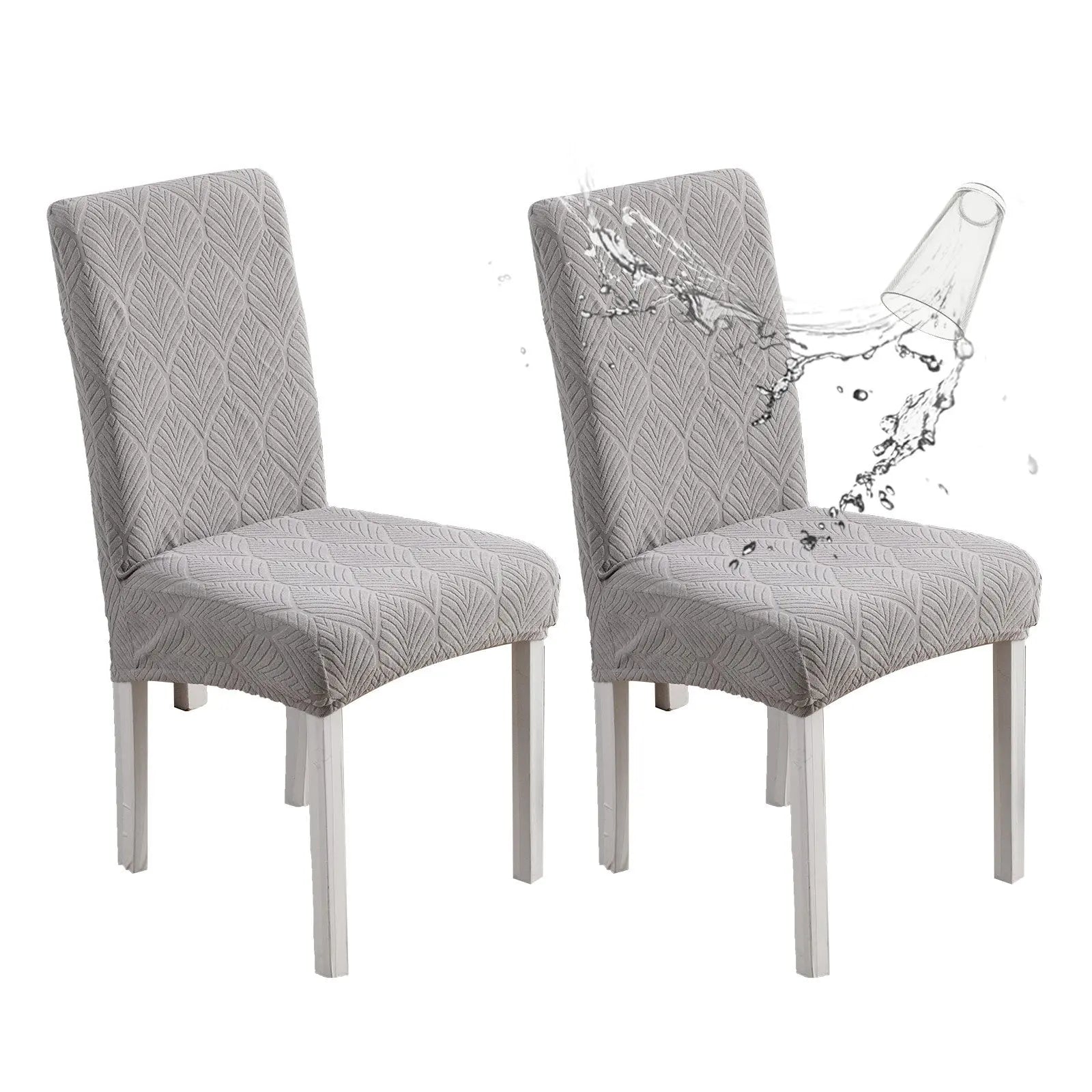 Dining Chair Covers Waterproof Nonslip LUCINE Light Gray-45x50x7cm