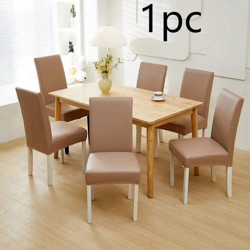 Dining Chair Covers Waterproof PU Cuirisle Camel-Average Size