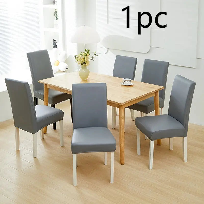 Dining Chair Covers Waterproof PU Cuirisle Light Gray-Average Size