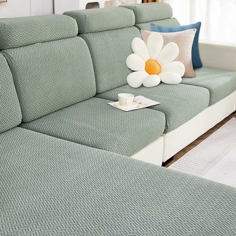 Sectional Sofa Seat Cover Stretch Fit MARCELA Green-No10