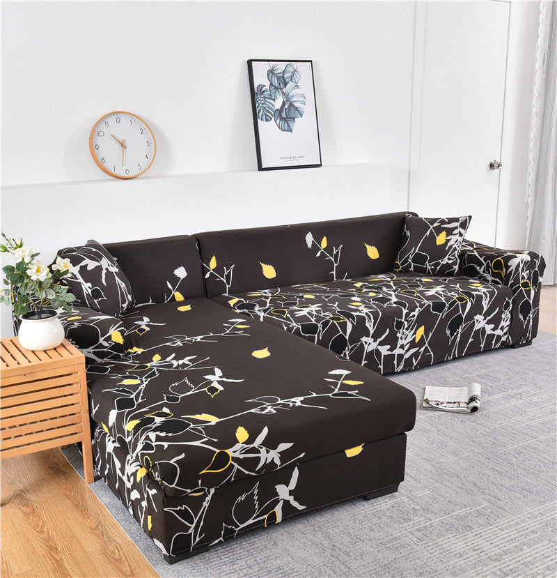 Corner Sofa Cover Stretch Pet-Friendly Liorée Flower Coffee-Three person Seats
