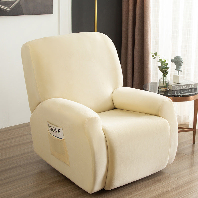 Recliner Chair Covers Velvet Stretchable CHARMÉE Beige-Chivas Regal single seat