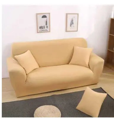 Loveseat Covers Stretch Minimalist LUMIERA Yellow beige-Double and two pillows