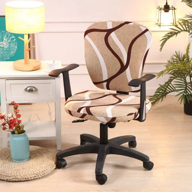 Ergonomic Chair Covers Stretch-Fit Velours LUNEAIR Camel-2pc set