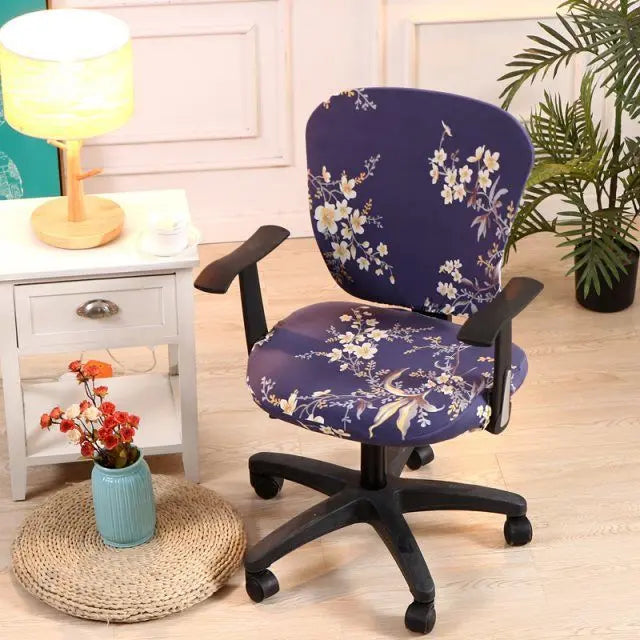 Ergonomic Chair Covers Stretch-Fit Velours LUNEAIR Dark Blue-2pc set