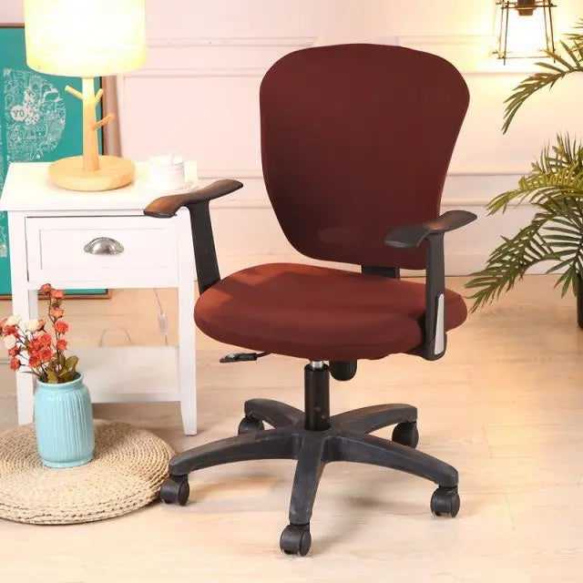 Ergonomic Chair Covers Stretch-Fit Velours LUNEAIR Dark coffee-2pc set