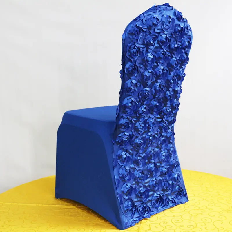 Event & Wedding Chair Covers Rose-Embroidered Roselle Royal blue-95x45x45cm