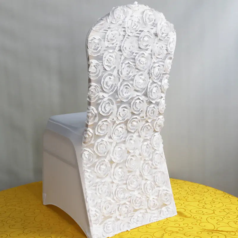Event & Wedding Chair Covers Rose-Embroidered Roselle White-95x45x45cm