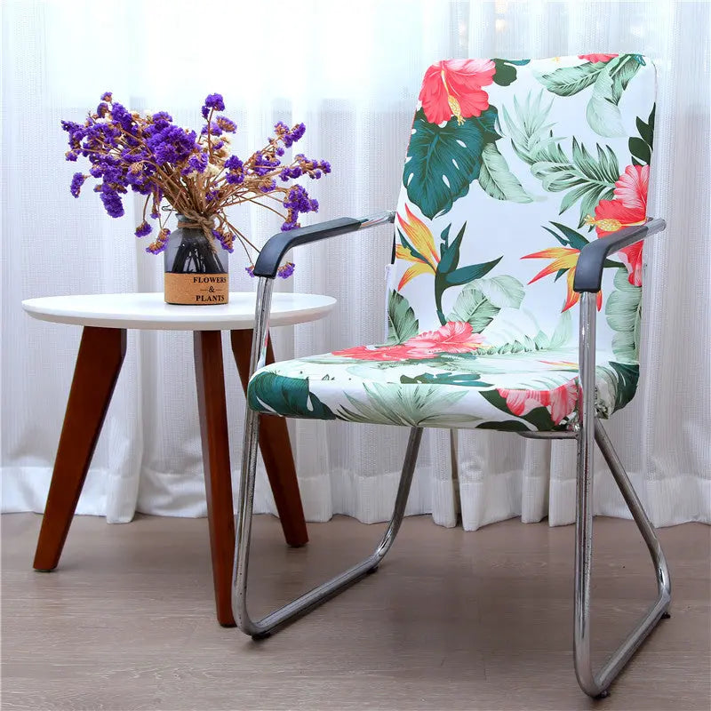 Executive Office Chair Covers Stretchable Modern ELOISE Safflower green leaves-S