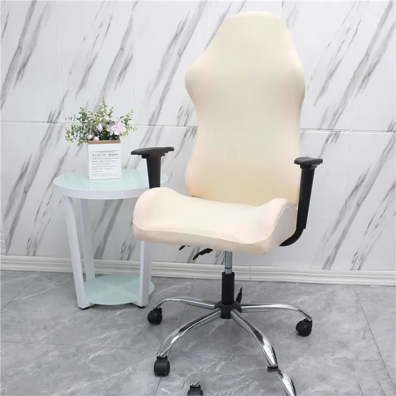 Executive Office Chair Covers Stretchable Velurea Beige