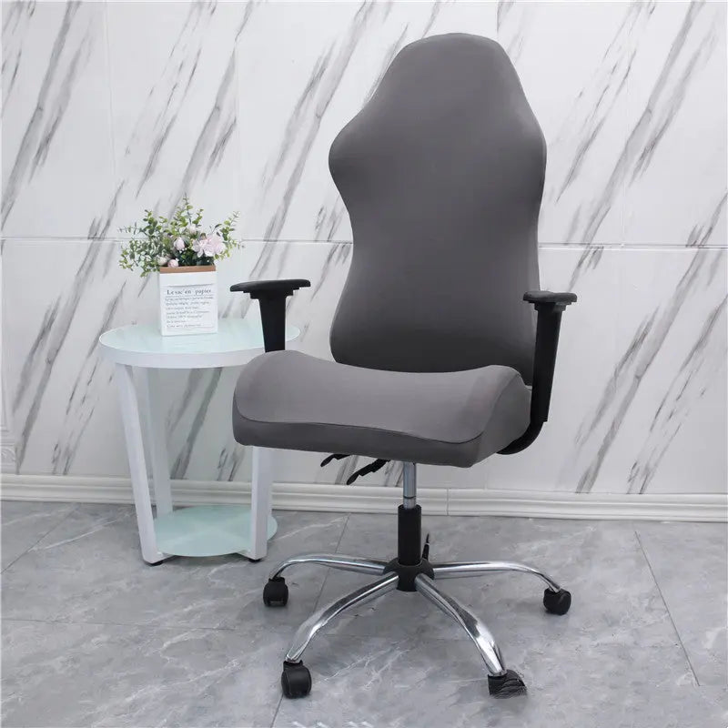 Executive Office Chair Covers Stretchable Velurea Dark Grey