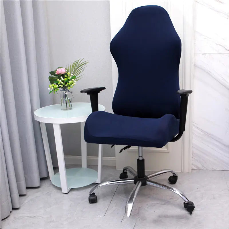 Executive Office Chair Covers Stretchable Velurea Navy Blue