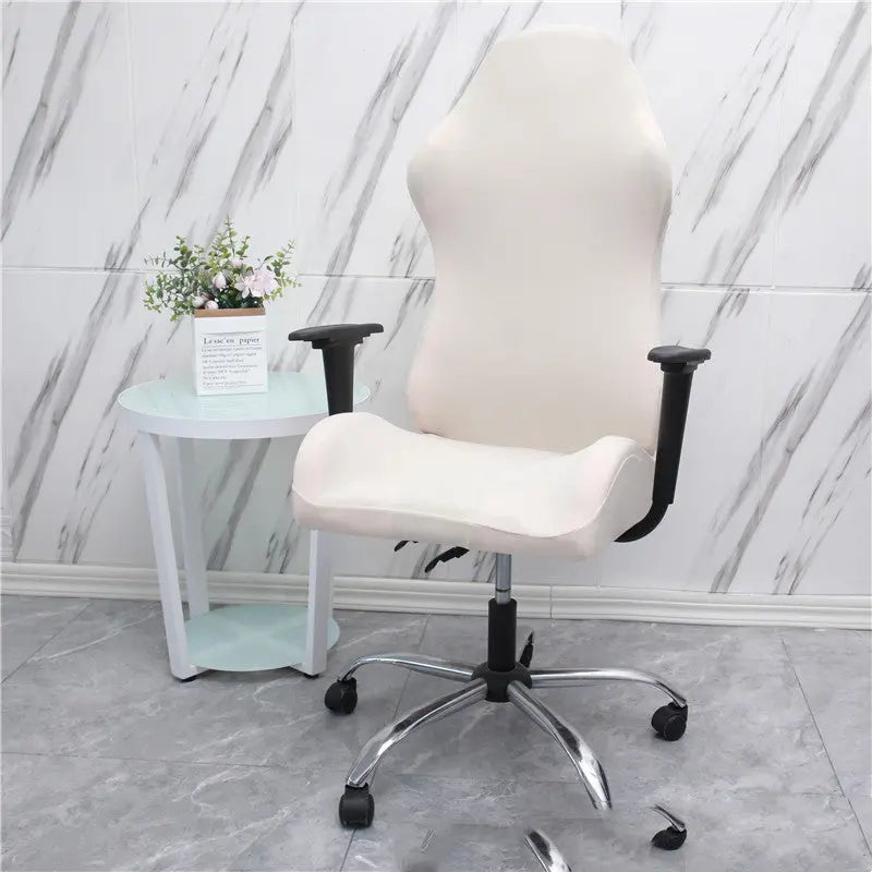 Executive Office Chair Covers Stretchable Velurea Offwhite